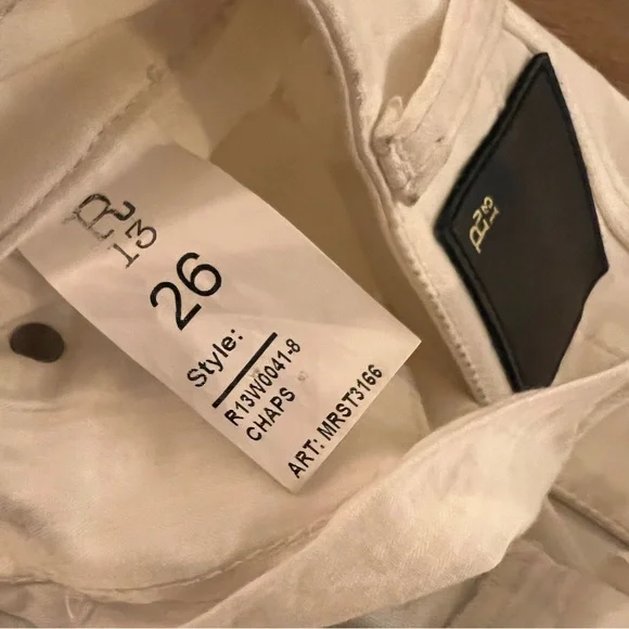 R13 Ultra Rare Chaps sz 26 WHITE denim and LAMBSKIN jeans - Picture 4 of 7